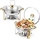 KALDJKS 2er Set Rund Chafing Dish Set 4.5L Speisenwärmer Edelstahl Buffet Wärmebehälter Suppenwärmer Bain Marie Speisen Warmhaltebehälter für Party, Buffets, Schulen