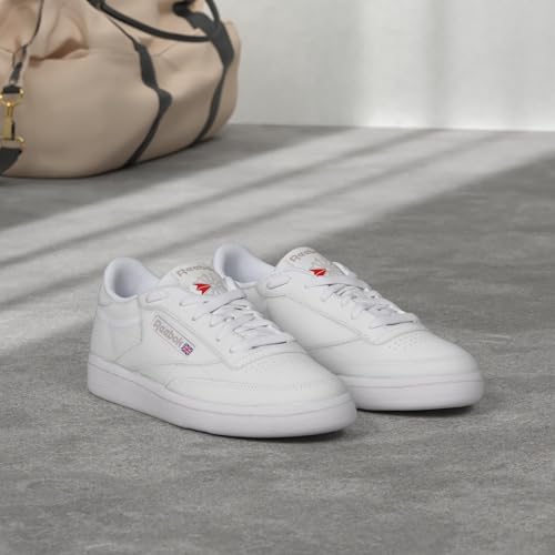Reebok Club C 85 Tennis Shoes for Women - White Womens Sneakers, White/Light Grey, 8.5