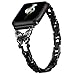 VIQIV Slim Band Compatible with Apple Watch 38mm 40mm 41mm SE Series 7 6 5 4 3 2 1 for Women, Starlight Thin Metal Bracelet Wristbands for iWatch Bands Stainless Steel Black