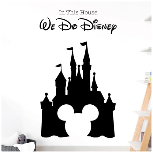 Sticker mural inspiré de Disney pour chambre à coucher - We Do Disney - Château, Mickey Mouse [Noir]