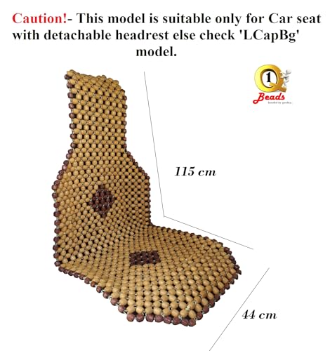Image of Q1 Beads LBeige Wooden Beads Acupressure Mat Cool Comfort Car Beads seat Cover Cushion for All The Cars Hatchback /Office Chair /Home Chair(Universal fit, 1 Pc.)
