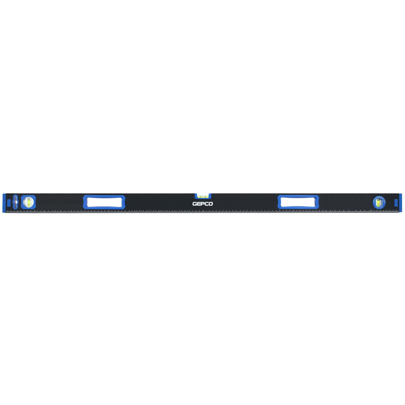 GEPCO Niveau à bulle industriel 60 80 120 200 cm en aluminium 0,8 mm Balance de mesure Balance de chantier 3 fioles Règle 2 Poignées Magnétique Tolérance de mesure : 0,5 mm/m 200 cm