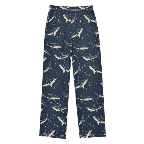 ALAZA Shark Star Blue Pajama Lounge Pants Long Sleep Pajama Bottoms with Pockets