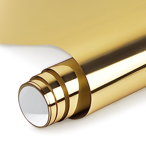 NANAPLUMS Plotterfolie Textil - PU Flexfolie Plotter Textil, Verwendet in Textilien Transferfolie zum Aufbügeln für DIY T-Shirt, Stoffe(Metallisches Gold)