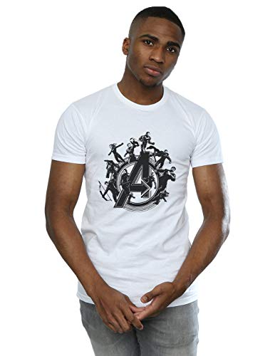 Marvel Men's Avengers Endgame Hero Circle T-Shirt White Large