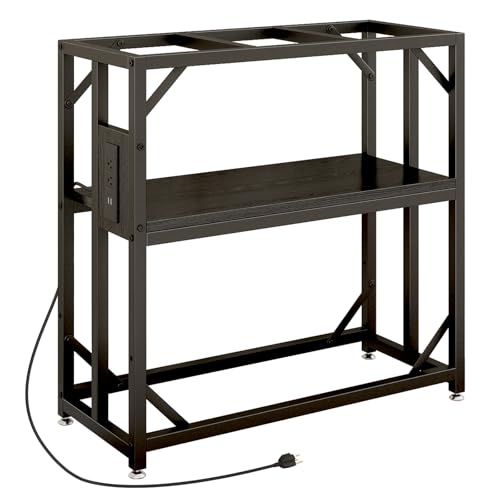 Image of METYERRY 20-29-37 Gallon Fish Tank Stand with Power Outlet,Adjustable Aquarium Stand, Heavy Duty Terrarium Stand,Metal Frame Reptile Turtle Tank Stand Suitable for Home Office,600LBS Capacity, Black