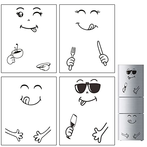oupados 4 Blatt KüHlschrank Aufkleber, Küche Kühlschrank Aufkleber Sticker, Kühlschrank Wandaufkleber Niedliche Für Kunst Kühlschrank Wandtattoo Home Decor Cover
