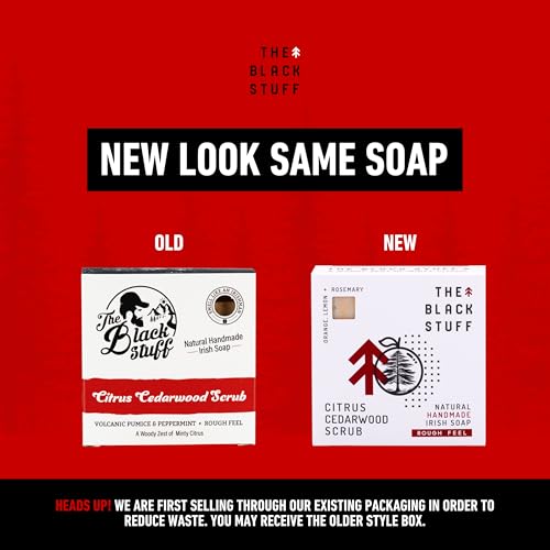 The Black Stuff CITRUS - CEDARWOOD All Natural Bar Soap For Men Handmade Cold Process Soaps With Organic Ingredients And Essential Oils - Mens Soap For Daily Use, Citrus Cedarwood Scrub Body Soap thumb #1