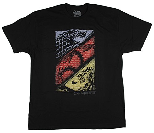 Game of Thrones Three Houses Adult T-Shirt (Large) Black