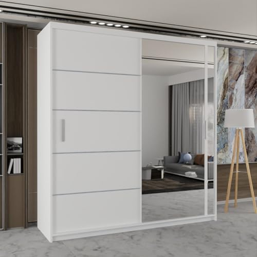 Indiana Free Standing Sliding Double Mirror Door wardrobe (120cm, White) 2 Indiana Free Standing Sliding Double Mirror Door wardrobe (120cm, White) - Image 2
