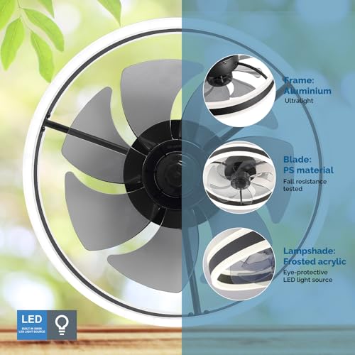 CHANFOK 16'' Smart Ceiling Fans with Lights Compatible with Alexa and Google Assistant, Low Profile Ceiling Fan with Light and Remote, APP Control, 6-Speed Reversible Blades for Bedroom (Black) - Image 6