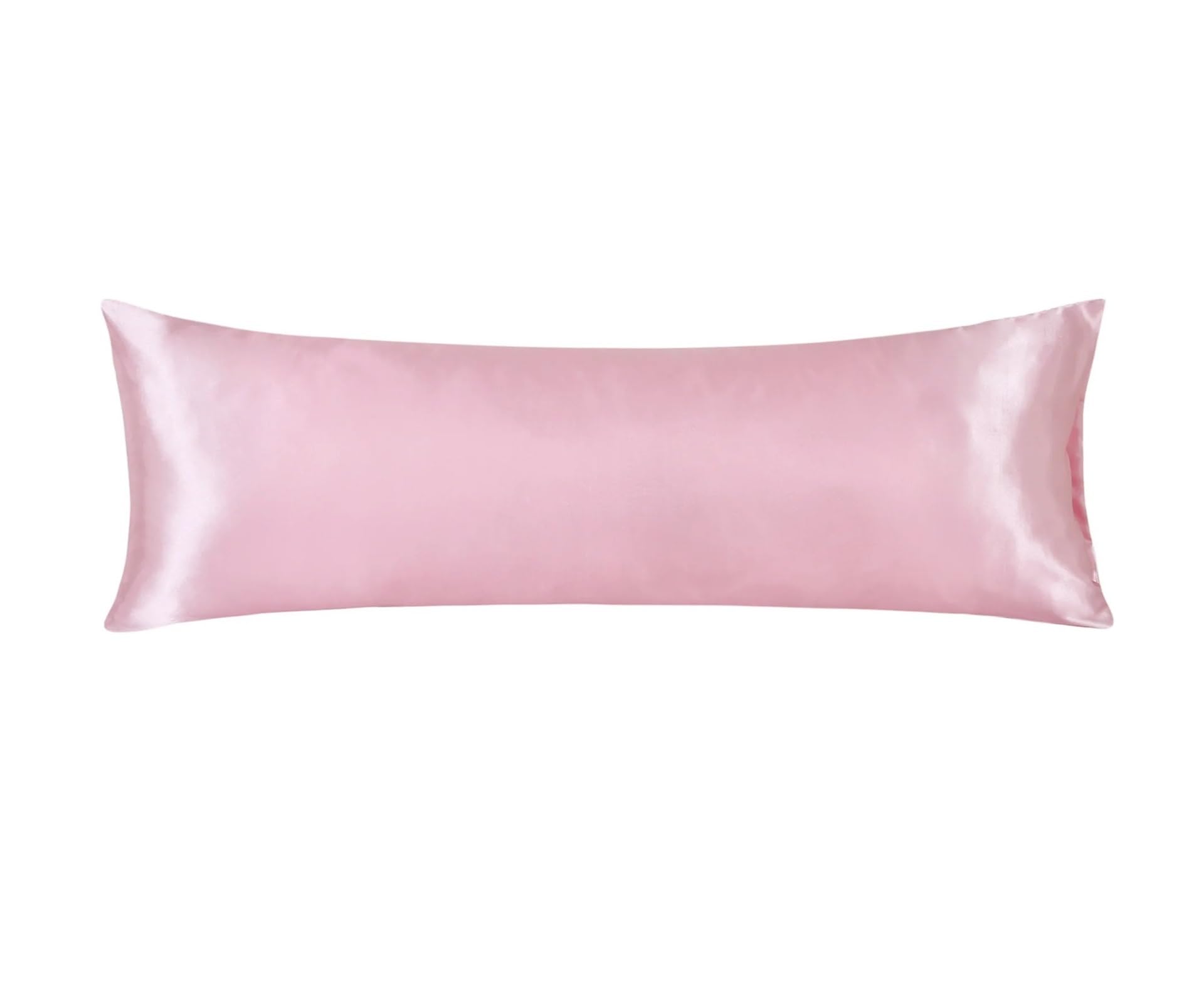 Silky Pillow Covers, Double Satin Silk Pillowcases Solid Color Body Size 20x54 Inches For Home Hotel Hospital(Pink)