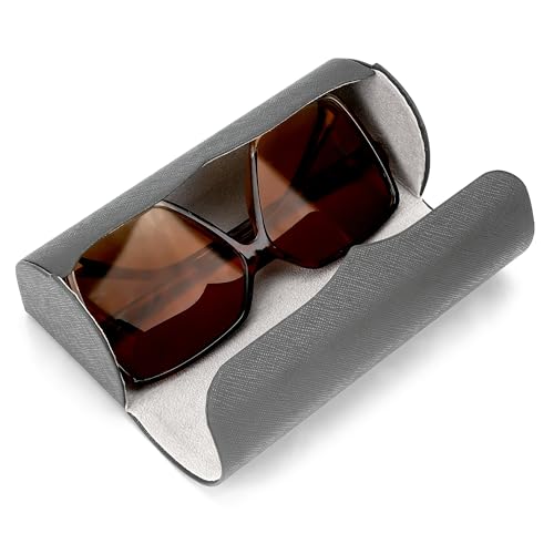 Linkidea Etui na okulary przeciwsłoneczne Oversize, etui na okulary z dużą oprawką, torba podróżna na okulary kompatybilna z Rayban Aviator Reverse/William Titanium Square/New Wayfarer (Szare)