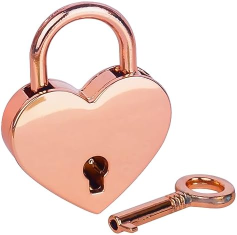 HMF Mini Dekoracyjna kłódka z kluczem w kształcie serca | 3,9 x 3 x 0,7 cm | złota