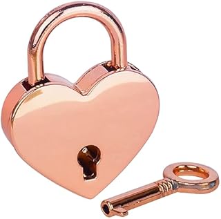 HMF Mini Dekoracyjna kłódka z kluczem w kształcie serca | 3,9 x 3 x 0,7 cm | złota