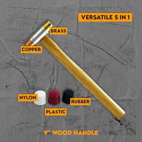 SE 5-IN-1 Dual Interchangeable Hammer - Threaded Copper, Brass Faces - 9-inch Gunsmithing Hammer - 8355HH - Thumbnail 3
