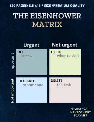 The Eisenhower Matrix Time & Task Management Planner: Daily Productivity Tracker for Organizing Project, Urgent-Important Matrix Notebook, Set and ... In Your Life/120 Pages Priorities Matrix.