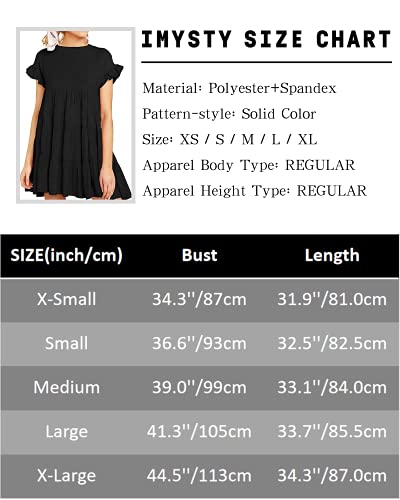Image of Imysty Womens Boho Floral Ruffle Sleeve Babydoll Loose Flowy Casual Summer Pleated Mini Dress