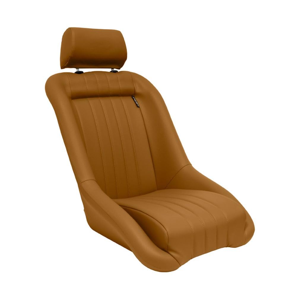 AutoStyle Siège baquet 'Classic' - Simili Cuir Beige - Dossier fixe + Appuie-tête - incl. glissières