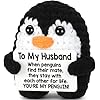 Gifts for Husband from Wife Birthday Fathers Day, To My Husband Handmade Crochet Mini Penguin Wedding Anniversary Birthday Gifts for Men Him Husband, Romantic I Love You Gift for Him Cute Decor