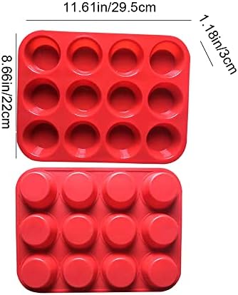 Silica Gel Muffin Trays Reusable Muffin Pan Bakeware Multifunctional Muffin Cupcake Tin with 12 Muffin Cups for Cake Baking