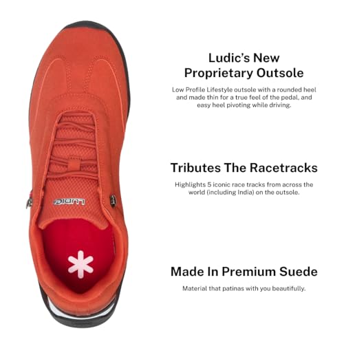 Image of LUDIC Motorsport Men's Sneaker | Premium Suede Low-Profile Driving Shoe | Racetrack Engraved Outsole