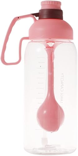 SEWACC Botella deportiva de gran capacidad, pipetas de plástico portátil, botella de agua transparente, pajitas, color rosa, Tritan de alta