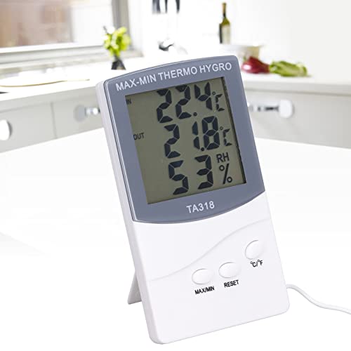 Septpenta Indoor Outdoor Digital Thermometer With Probe, Adjustment Celsius Or Fahrenheit, With Hole And A Stand Can Use Wall Or Table, Large Screen Temperature Humidity Meter #TOP2