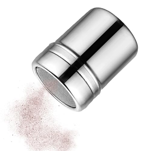 Molinillo de azúcar en polvo de acero inoxidable para endurecer la harina, con una sola mano, sin grumos, tamizador de harina, tamizador de polvo de pastelería, dispensador de especias y cacao en