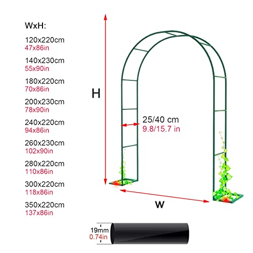 Arbor ogrodowy Pergola, metalowy łuk różany pnącza, łuk ślubny, ogrodzenie ogrodowe krata altanka odporna na warunki atmosferyczne, do ogrodu, ślubu, dekoracji imprez (kolor: czarny, rozmia