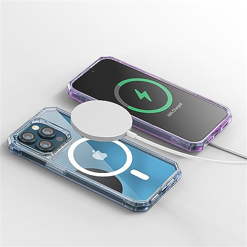 Coque de chargement sans fil pour iPhone 13 Pro transparente et bleue