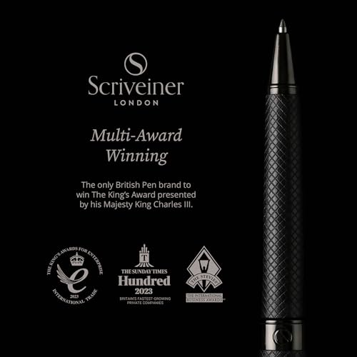 Image of Scriveiner All Black Ballpoint Pen -Stunning Luxury All Metal Matt Black Pen, Schmidt Black Refill, Best Gift Set for Men & Women, Professional Executive Office, Nice Fancy Designer Pens