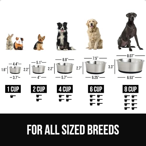 GORILLA GRIP Set of 2 Dog Bowls, Heavy Duty Metal Food and Water Bowl...