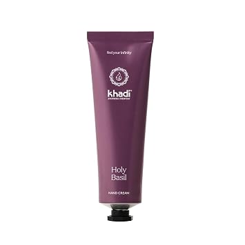 KHADI HOLY BASIL HAND CREAM Ayurvedic hand care 100% natural, fast absorbing, non-greasy Moisture & intensive care Basil, Tulsi, Lime, Eucalyptus 50ml