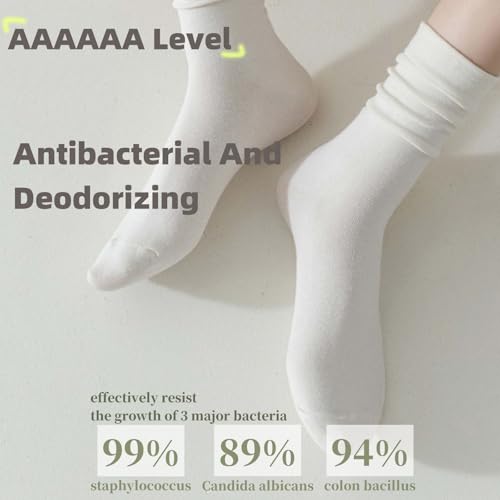 Lullaxx Women's 100% Cotton Mid-Calf Socks(6 Pairs),Breathable, Sweat-Wicking, Odour-Resistant Casual Calf Socks,Black,White