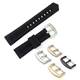 Black Rubber Band For TAG Heuer Formula 1 Watch With Buckle (22mm, Black PVD - Buckle)