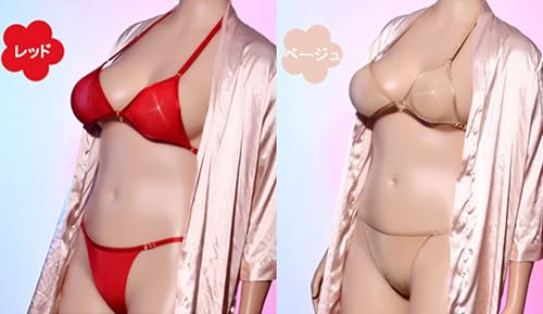 透明 すけすけ ストッキング ブラ ショーツ セット 紐 パンティ ブラジャー かわいい セクシー ランジェリー ハンギングネック エロ エロい ラブドール リアルドール プレゼント 過激 下着 水着 ビキニ 露出 透け インナー レディース 女装 Tバック シースルー (ベージュ) - 画像6