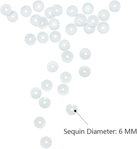 Miniatura 2 de Lentejuelas blancas de 0.236 pulgadas a granel, pequeñas lentejuelas sueltas para costura, manualidades, apliques de bordado, alrededor de 4200
