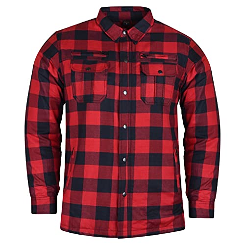 Mens Armored Checkered Flannel Biker Shirt