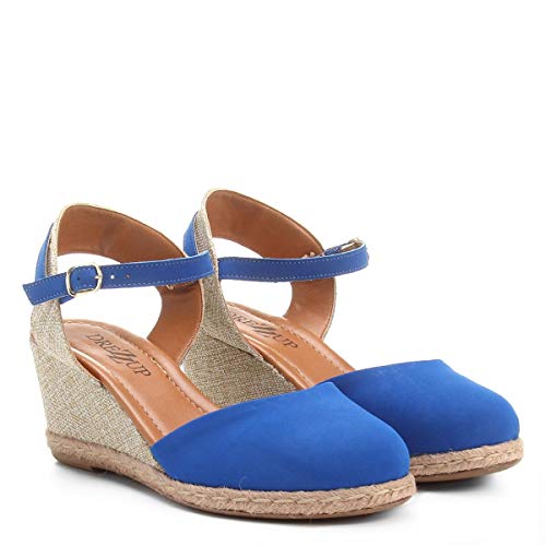 Espadrille Anabela Drezzup Corda Feminina - Azul - 35