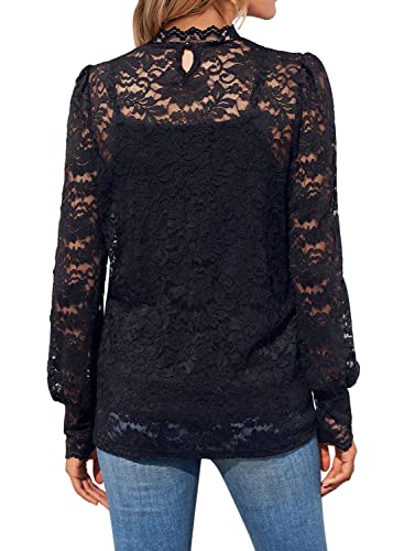 DOROSE Womens Tops and Blouses Dressy Casual Lace Floral Long Sleeve Shirts2