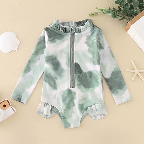 Summer Toddler Girls Manga Longa Babados Colorido Tie Dye Estampa Gradiente 1 Peça Praia Criança Men