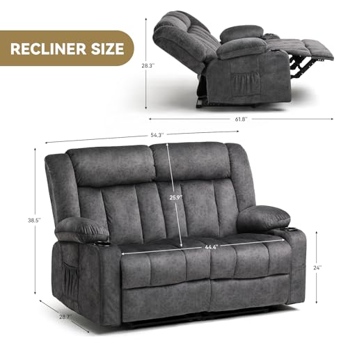 COMHOMA Loveseat Recliner Sofa,Fabric Home Theater Seating Seats,RV Manual Reclining Chair with Bluetooth Speakers,Living Room Furniture Set,2+1