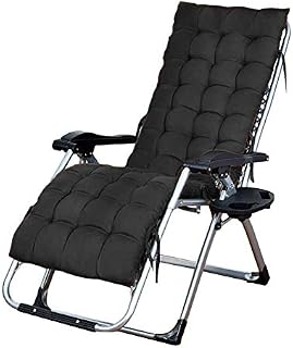 CHAIRQEW Zero Gravity Chair Extra Wide Loungers ReclinersFolding Office Lunch Break Reclining Patio Sun LoungerWith Cotton Pad Comfortable Indoor Outdoor Garden Chairs (Color : Black)