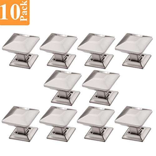 Southern Hills Brushed Nickel Cabinet Knobs - Kitchen Drawer Pulls - 1.25 Inch Square - Pack Of 10 - Satin Nickel - Shkm006-Sn-10 #TOP1