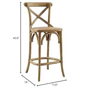 Modway Gear Counter Stool in Natural 19 x 175 x 395