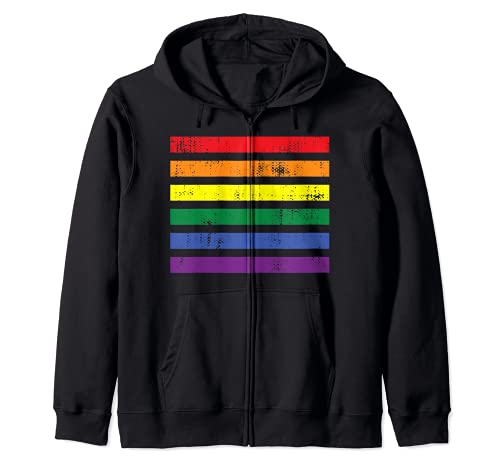 Rainbow Stripes Gay Pride Parade Event Festival Distressed Felpa con Cappuccio