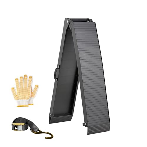 KOLOTOOL Motorcycle Ramp Aluminum Folding Ramp, 750 lbs Capacity Lightweight Portable Truck Ramps with Handle and Buckles, Loading Ramp for Pickup Trucks, Easy to Carry and Store 81"L x 12"W 6.75 FT