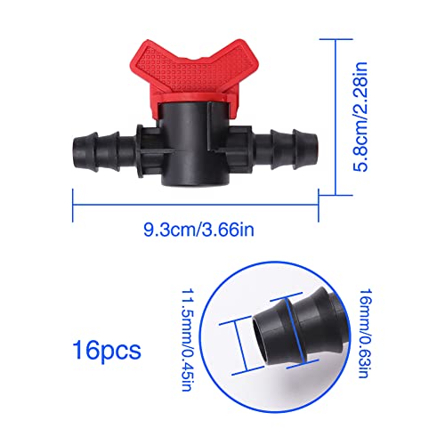 VooGenzek 16 PCS Plastic Garden Faucet, Drip Irrigation Switch Valve for 16mm Tube, Double Male Barbed Valve - Image 2