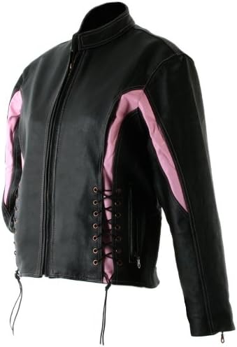 Hawg Hides - Womens Black Solid Leather Motorcycle Jacket - Adult Medium